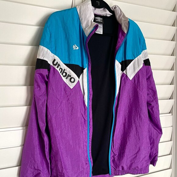 Vintage 90s Umbro Purple/Black/Blue Colorblock Windbreaker Mens Size Small - Picture 3 of 7
